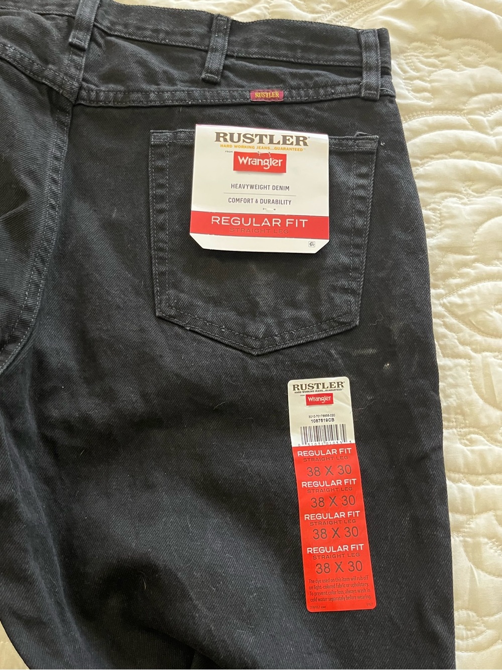 Rustler Men's Regular Fit Black Jeans 38 x 30
